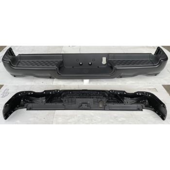 DODGE TRUCKS & VANS DODGE/PU  (R1500) REAR STEP BMP ASSY BLACK/PTM (W/4 PK SENSOR)(DUAL EXHAUST) OEM#68404438AB-PFM 2019-2022 PL#CH1103140