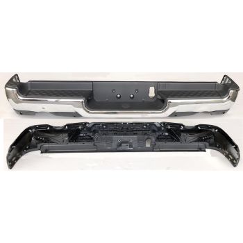 DODGE TRUCKS & VANS DODGE/PU  (R1500) REAR STEP BMP ASSY CHROME (W/6 SENSOR)(W/ADVANCE PARK ASSIST)(DUAL EXHAUST) OEM#68404443AB-PFM 2019-2022 PL#CH1103147