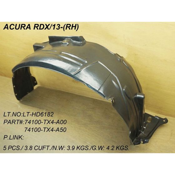 ACURA RDX  FENDER LINER RIGHT (Passenger Side) WO/INSULATION FOAM OEM#74100TX4A00-PFM 2013-2015 PL#AC1249129-PFM