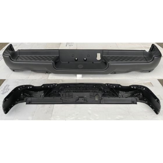 DODGE TRUCKS & VANS DODGE/PU  (R1500) REAR STEP BMP ASSY TXT-BLACK (W/4 PK SENSOR)(DUAL EXHAUST)(REBEL) OEM#68404446AB-PFM 2019-2022 PL#CH1103143