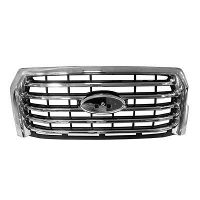 FORD TRUCKS & VANS FORD/PU  (F150)(EXC RAPTOR) GRILLE CHROME/BLACK (5 CHROME BAR W/CHROME SURROUND)(WO/CAMERA) OEM#FL3Z8200EA 2015-2017 PL#FO1200582