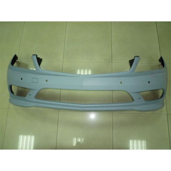 MERCEDES-BENZ C-CLASS SEDAN (204) FRONT BUMPER COVER PRIMED (SPORT)(WO/WASH)(W/ SEN)(EXC C63)(LED DRL) OEM#2048856238 2011 PL#MB1000425