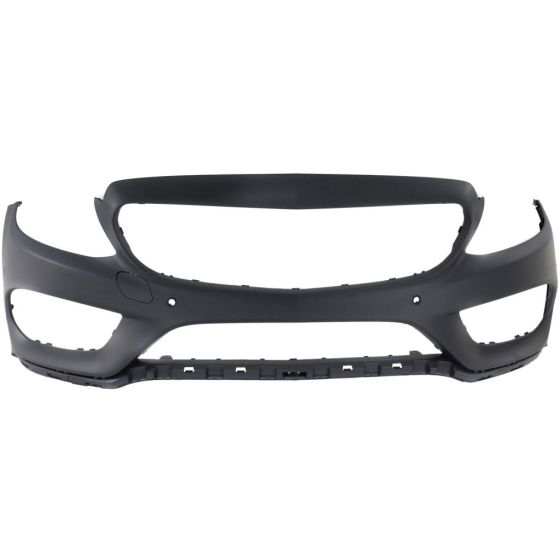 MERCEDES-BENZ C-CLASS SEDAN FRONT BUMPER COVER PRIMED (C300 W/SPORT)(C400/C450/C43) W/SENSOR W/SURROUND VIEW OEM#2058802440649999 2015-2018 PL#MB1000491