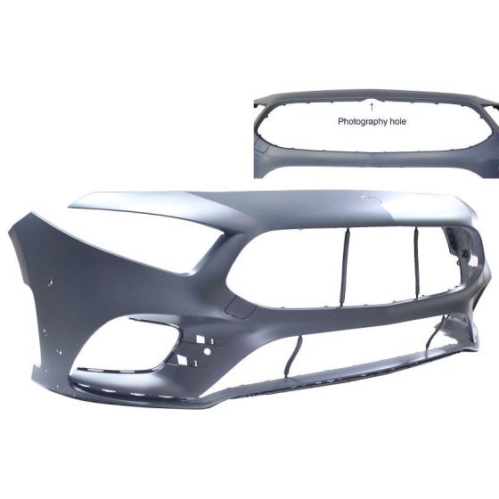MERCEDES-BENZ A-CLASS SEDAN (177)  FRONT BUMPER COVER PRIMED (W/ACTIVE PARK ASSIST)(A35)(W/AMG AERODYNAMICS PKG) OEM#17788023049999 2020-2021 PL#MB1000606
